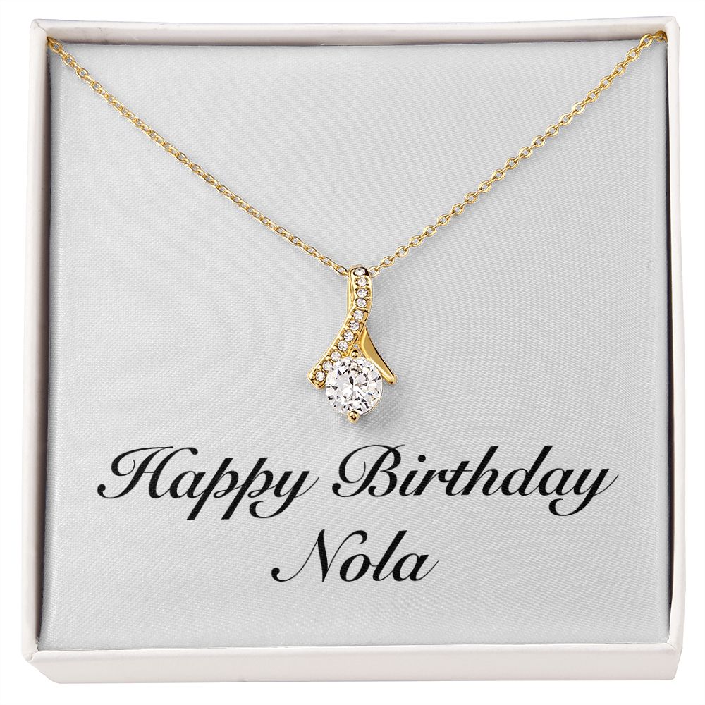 Happy Birthday Nola - 18K Yellow Gold Finish Alluring Beauty Necklace