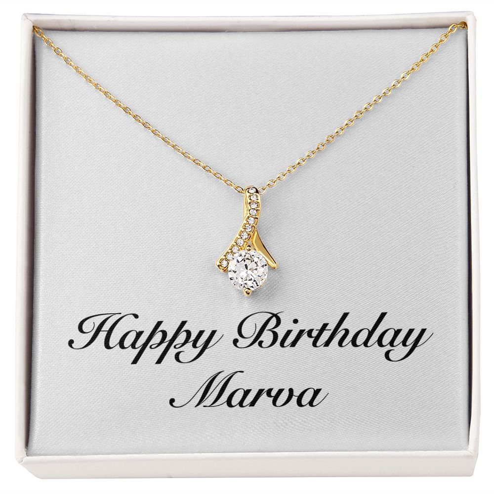 Happy Birthday Marva - 18K Yellow Gold Finish Alluring Beauty Necklace