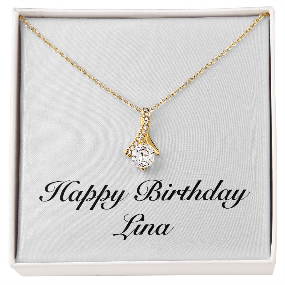 Happy Birthday Lina - 18K Yellow Gold Finish Alluring Beauty Nec