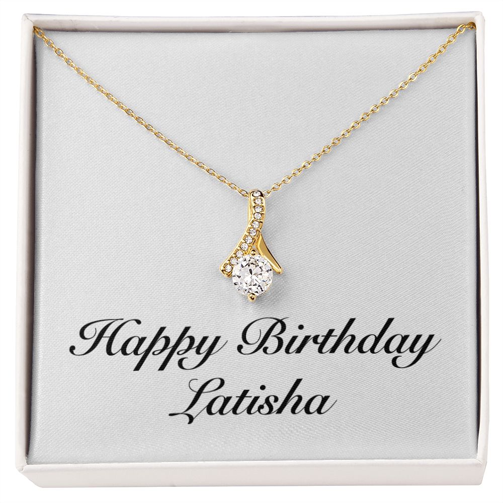 Happy Birthday Latisha - 18K Yellow Gold Finish Alluring Beauty Necklace