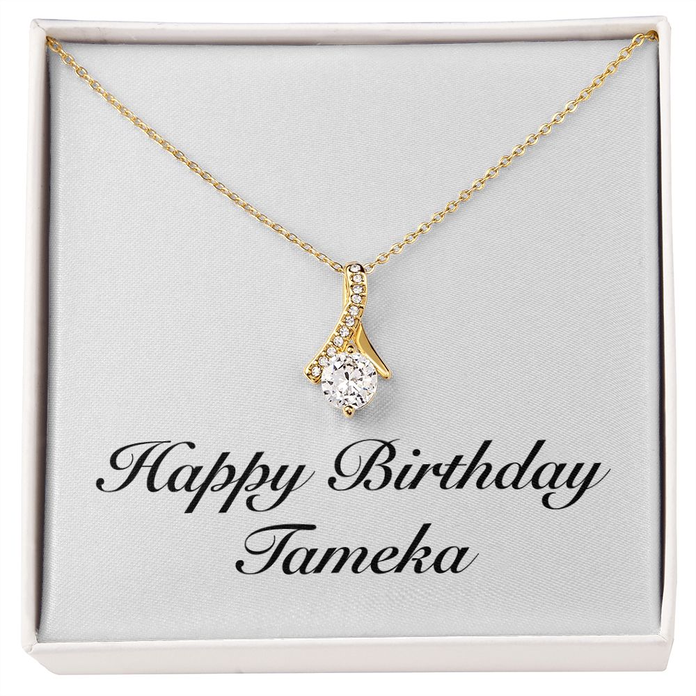 Happy Birthday Tameka - 18K Yellow Gold Finish Alluring Beauty Necklace