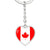 Canadian Flag - Heart Pendant Luxury Keychain