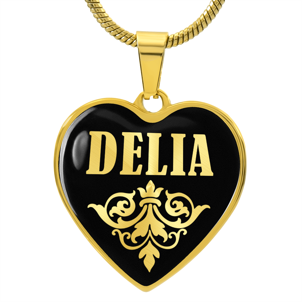 Delia v02 - 18k Gold Finished Heart Pendant Luxury Necklace