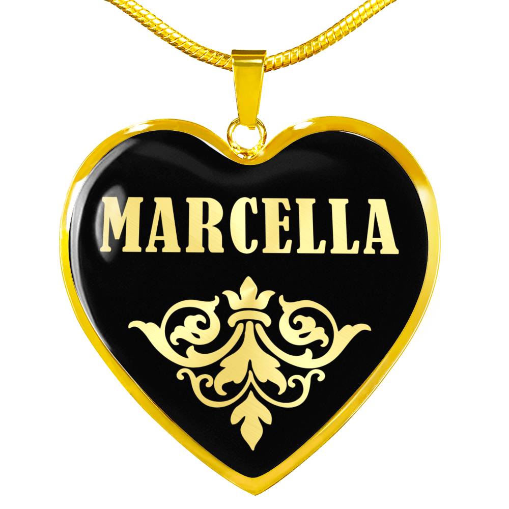 Marcella v02 - 18k Gold Finished Heart Pendant Luxury Necklace