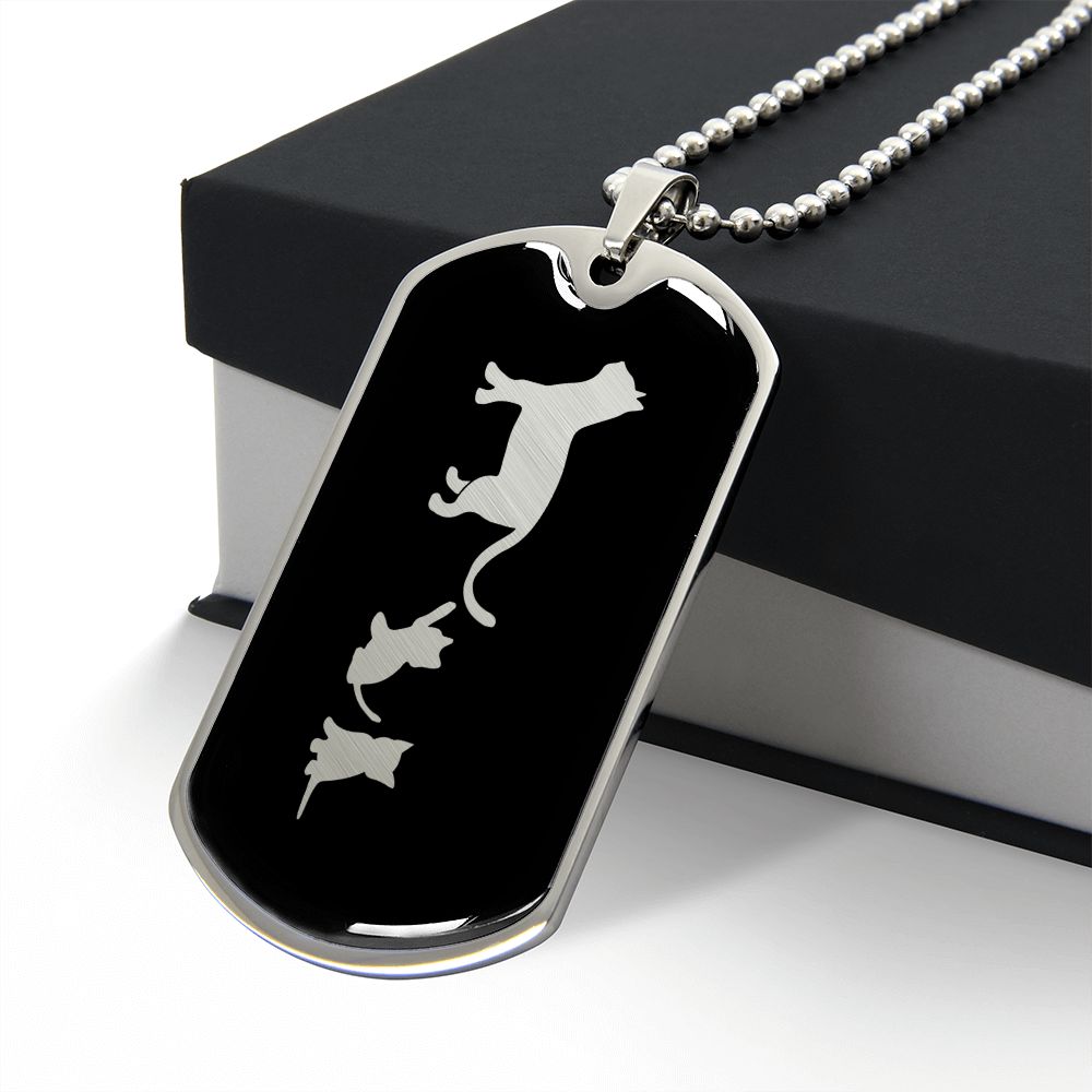 Mama Cat With 2 Kittens v2 - Luxury Dog Tag Necklace
