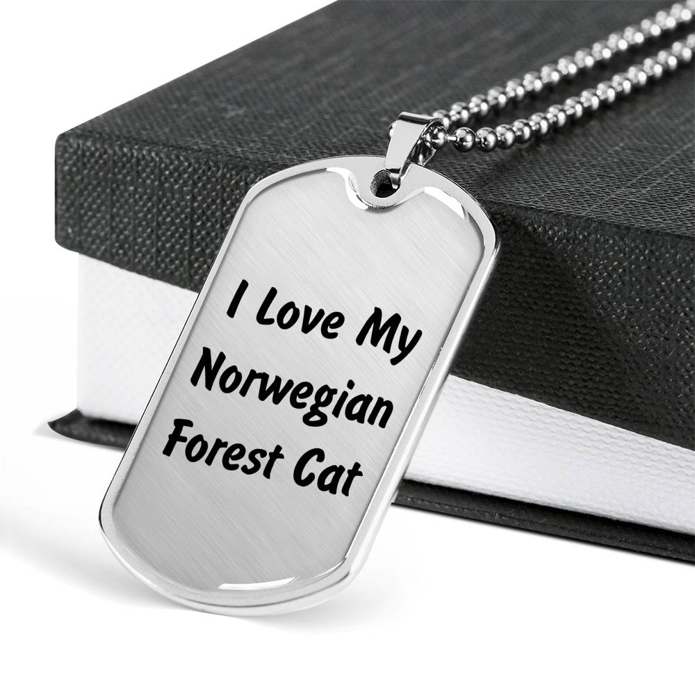 Love My Norwegian Forest Cat - Luxury Dog Tag Necklace