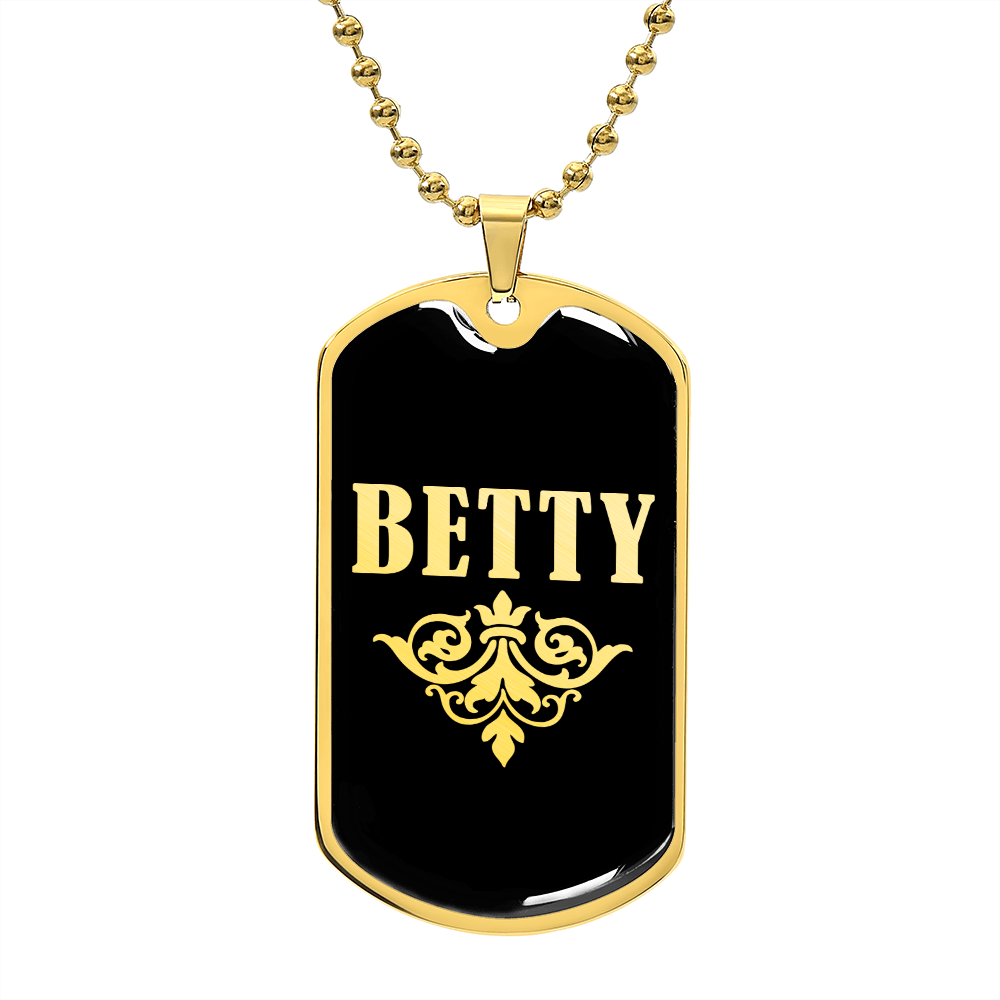 Betty v02a - 18k Gold Finished Luxury Dog Tag Necklace
