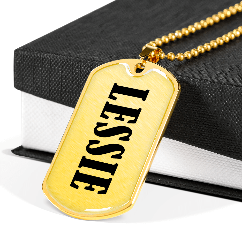 Lessie v01 - 18k Gold Finished Luxury Dog Tag Necklace