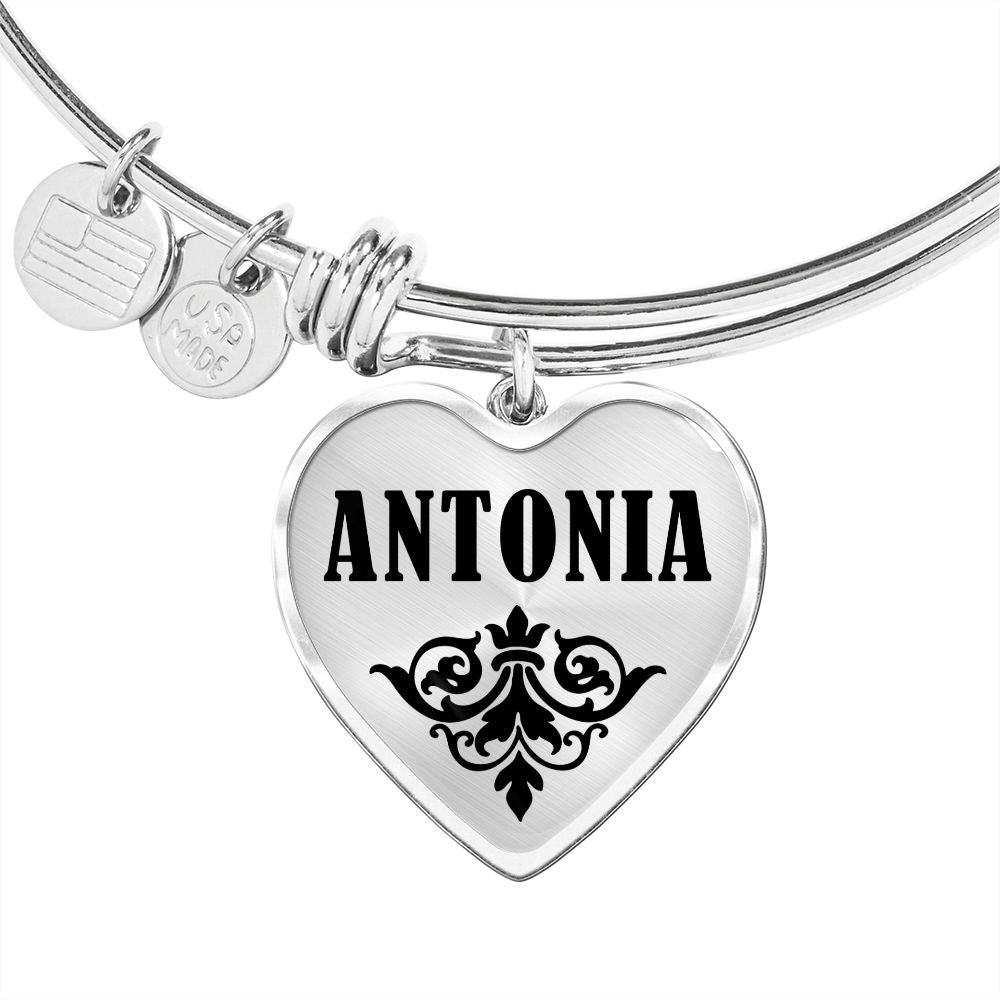 Antonia  v01 - Heart Pendant Bangle Bracelet