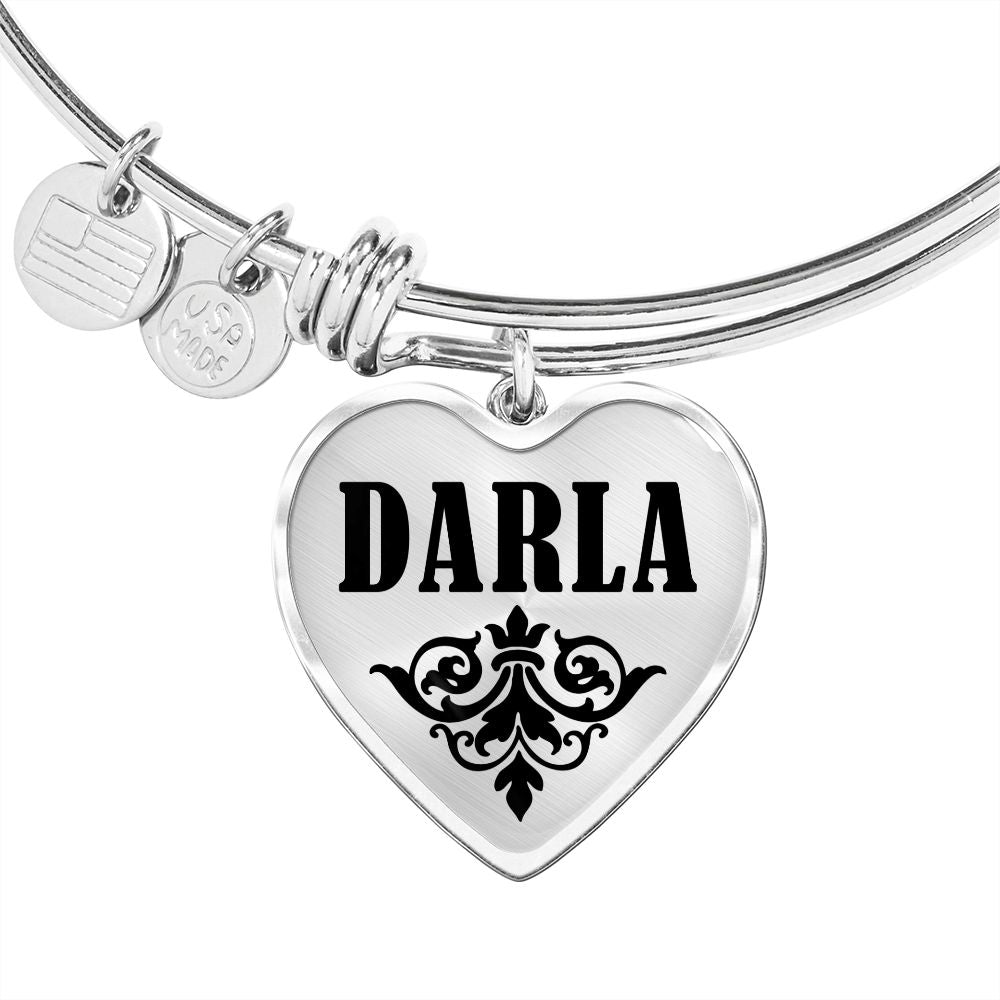 Darla  v01 - Heart Pendant Bangle Bracelet