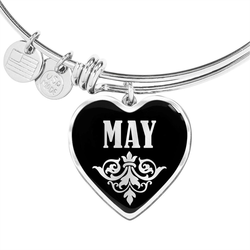 May v02 - Heart Pendant Bangle Bracelet