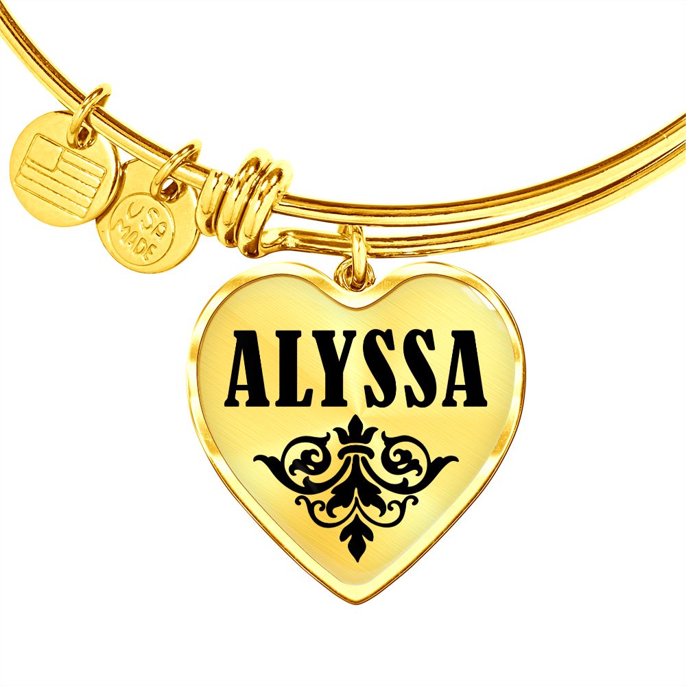 Alyssa  v01 - 18k Gold Finished Heart Pendant Bangle Bracelet