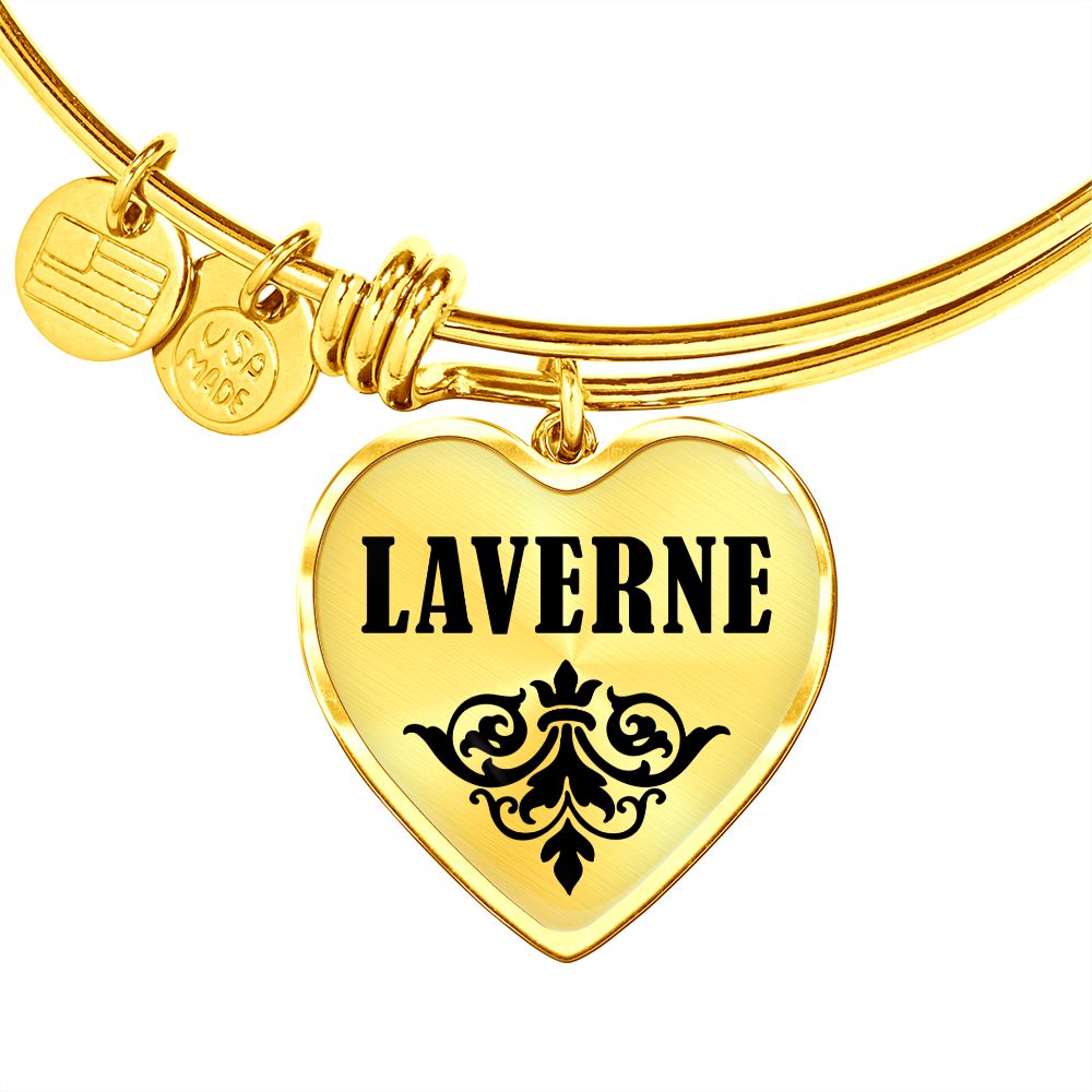 Laverne  v01 - 18k Gold Finished Heart Pendant Bangle Bracelet