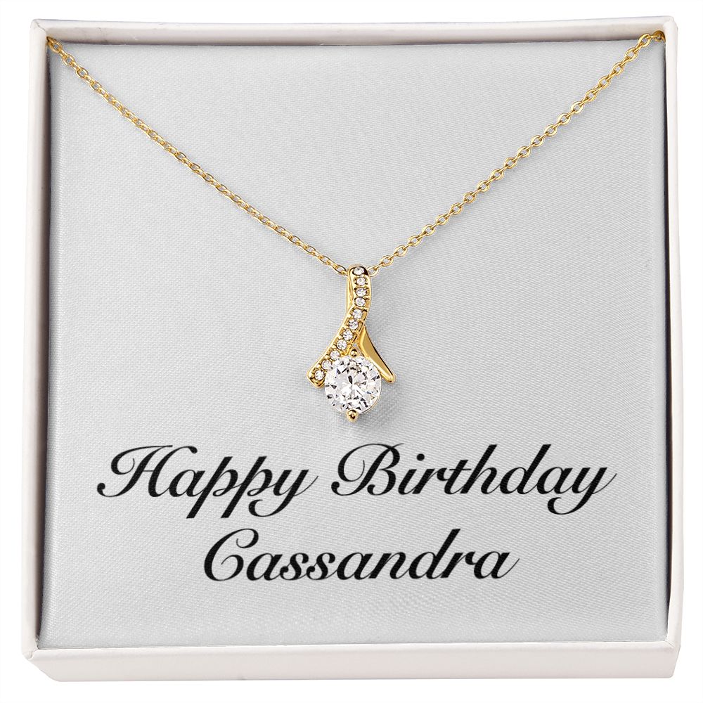 Happy Birthday Cassandra - 18K Yellow Gold Finish Alluring Beauty Necklace