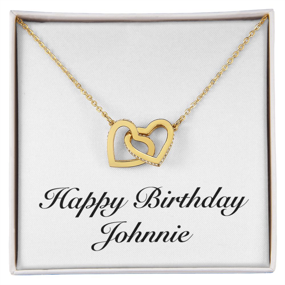 Happy Birthday Johnnie - 18K Yellow Gold Finish Interlocking Hearts Necklace