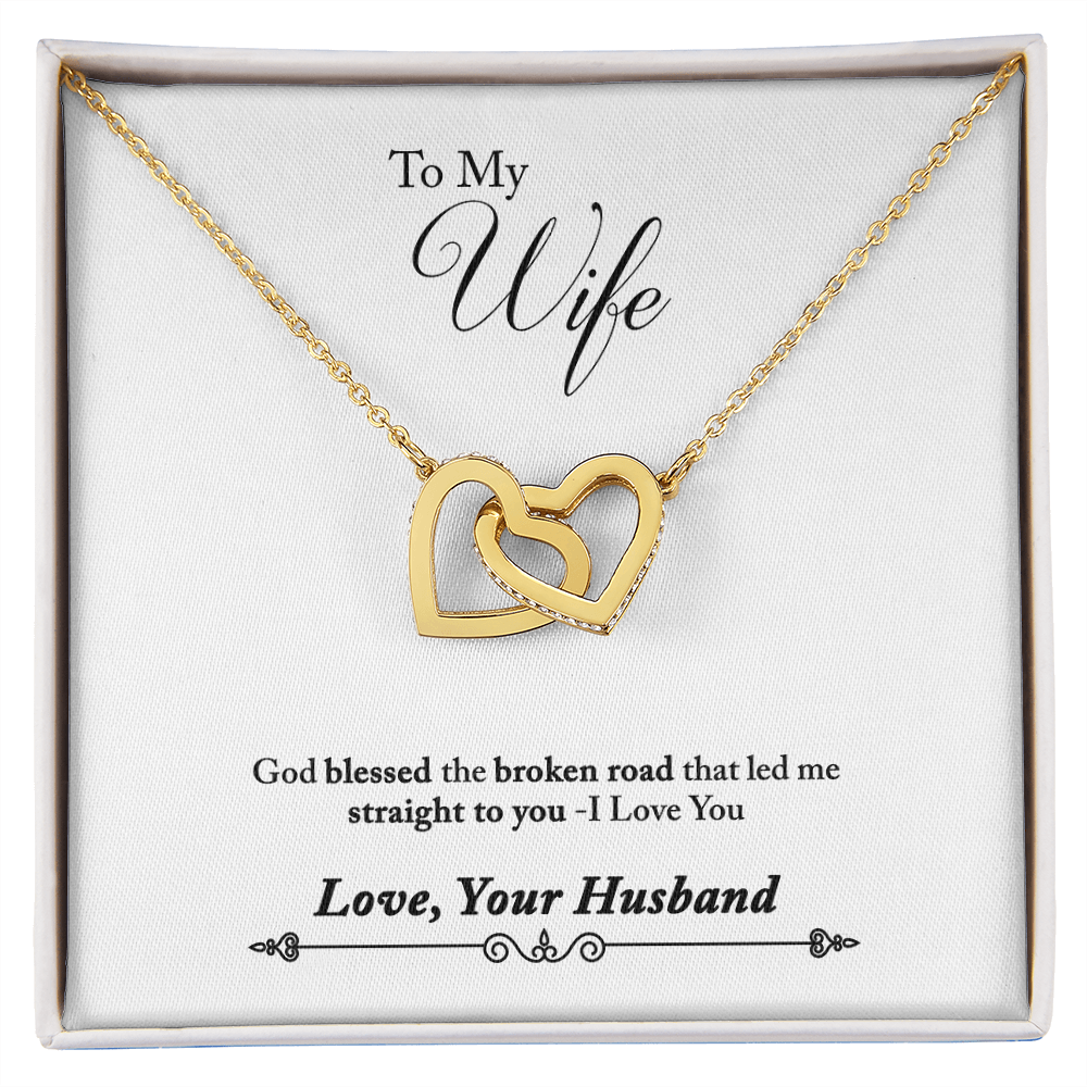 006 To My Wife - 18K Yellow Gold Finish Interlocking Hearts Neck