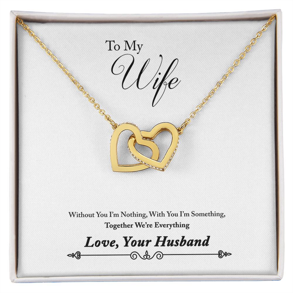 007 To My Wife - 18K Yellow Gold Finish Interlocking Hearts Neck