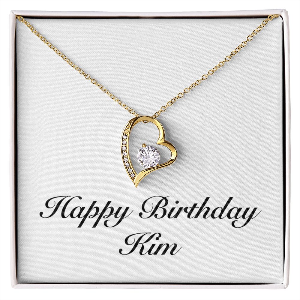 Happy Birthday Kim - 18k Yellow Gold Finish Forever Love Necklac