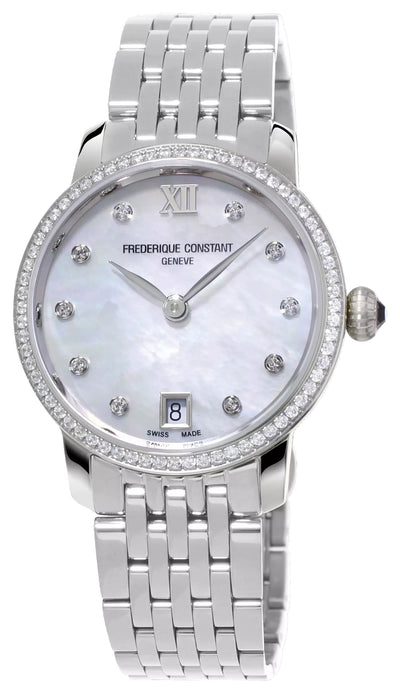 Ladies Steel watch Diamond Bezel  with WHITE MOTHER-OF-PEARL diamond dial
