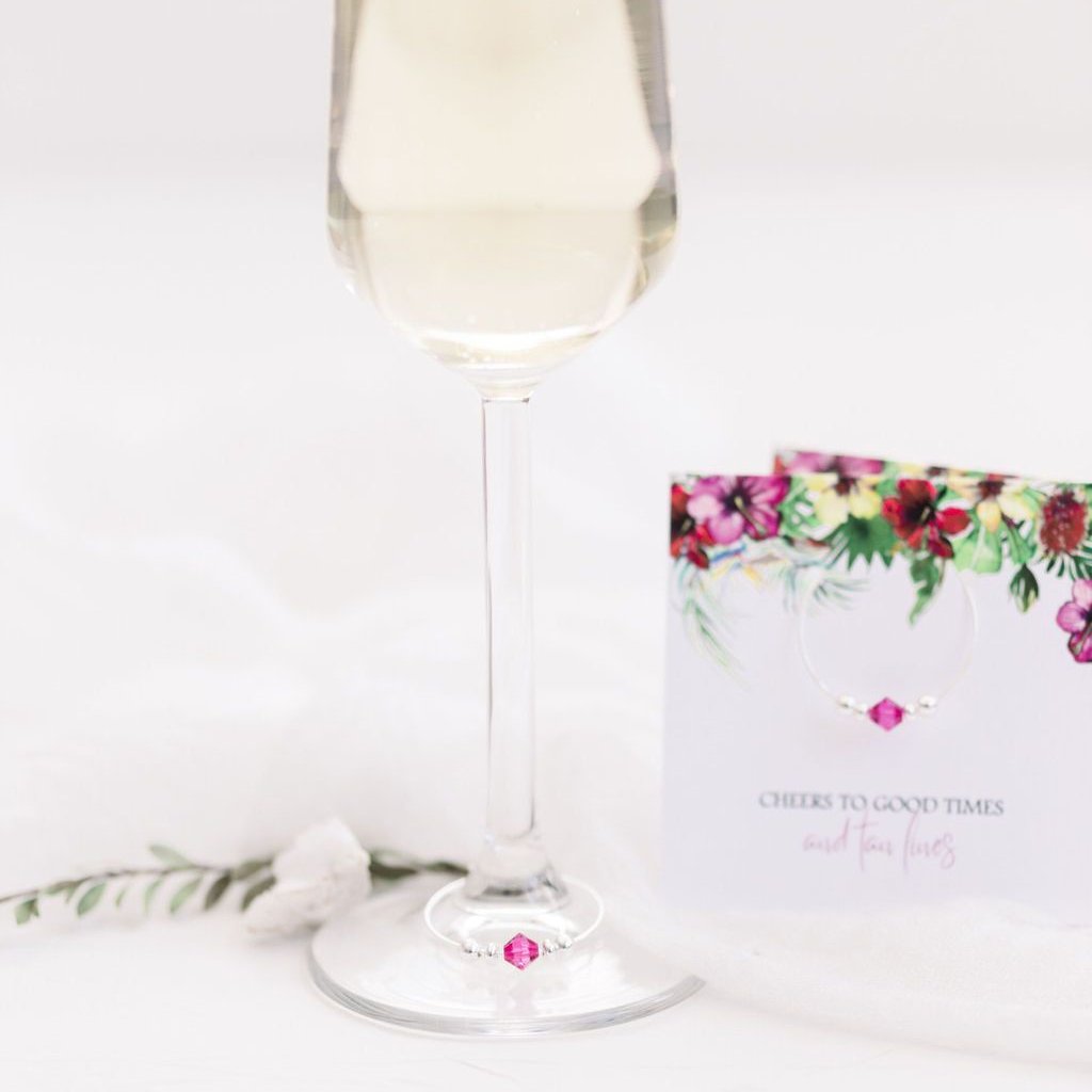 21st Birthday Party Favors, Swarovski Crystal Wine Charm - PlumPolkaDot