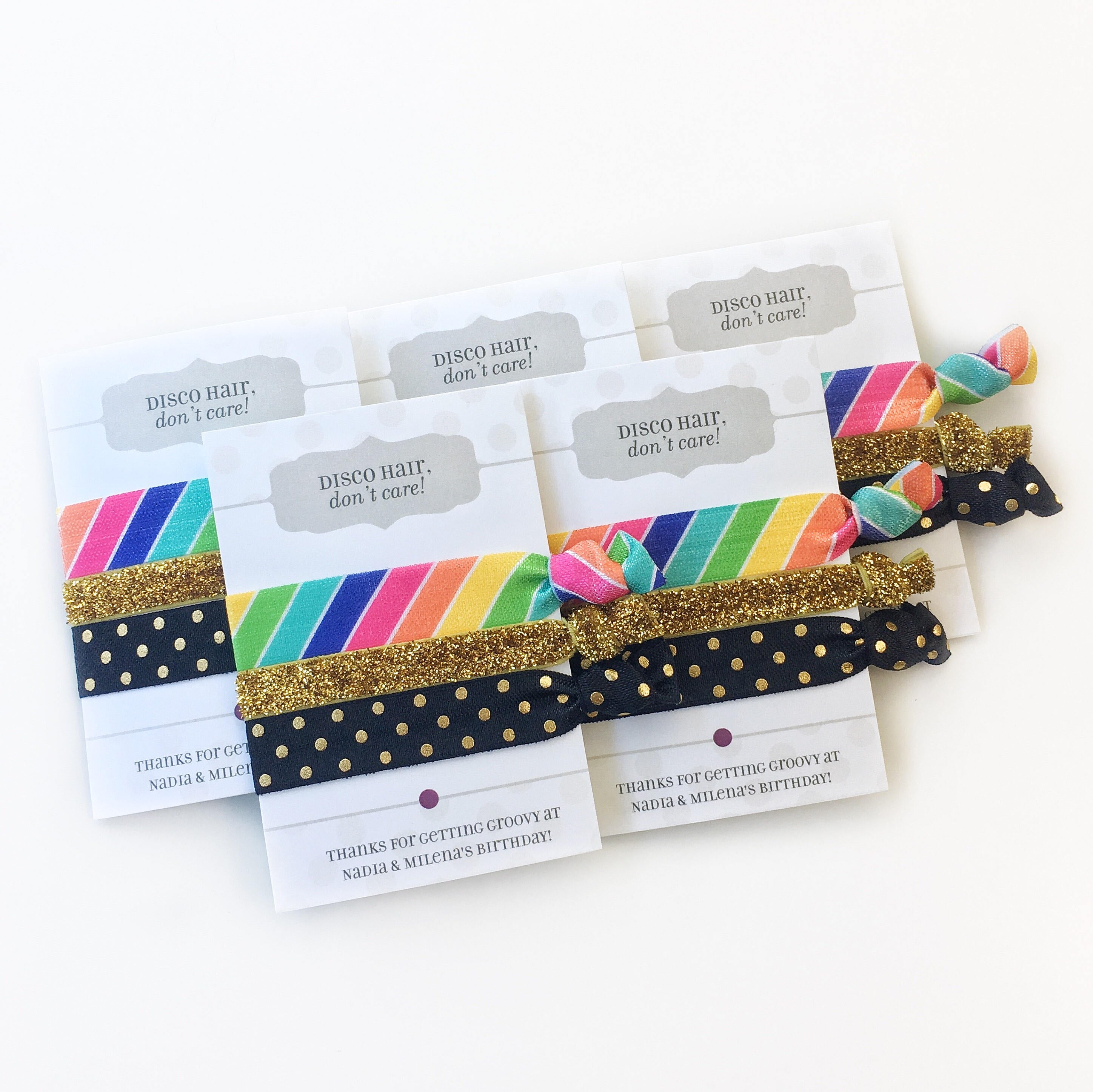 Rainbow Disco Party Favors, Hair Ties - PlumPolkaDot