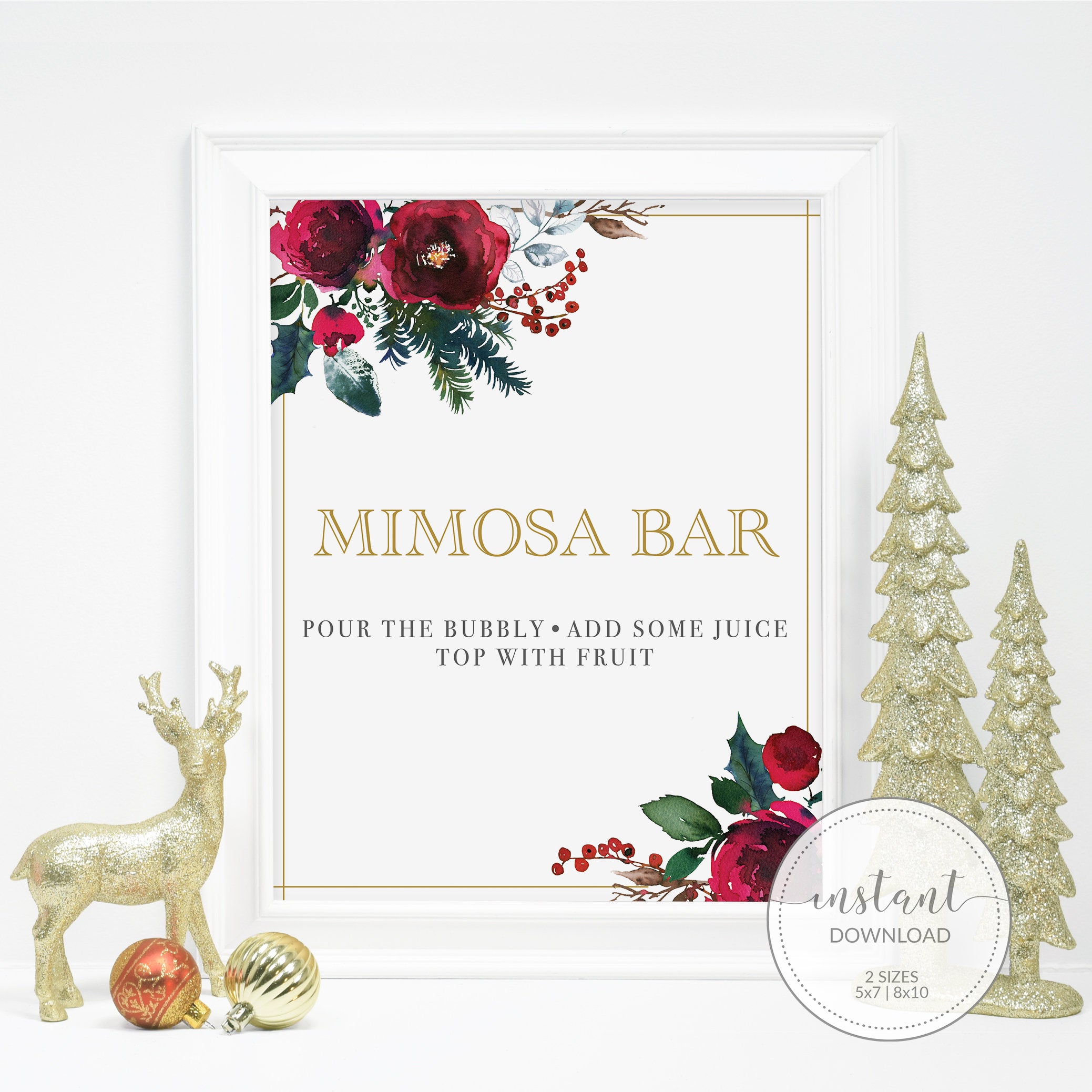 Mimosa Bar Sign digital Download Brunch Sign Mimosa Bar Bottomless