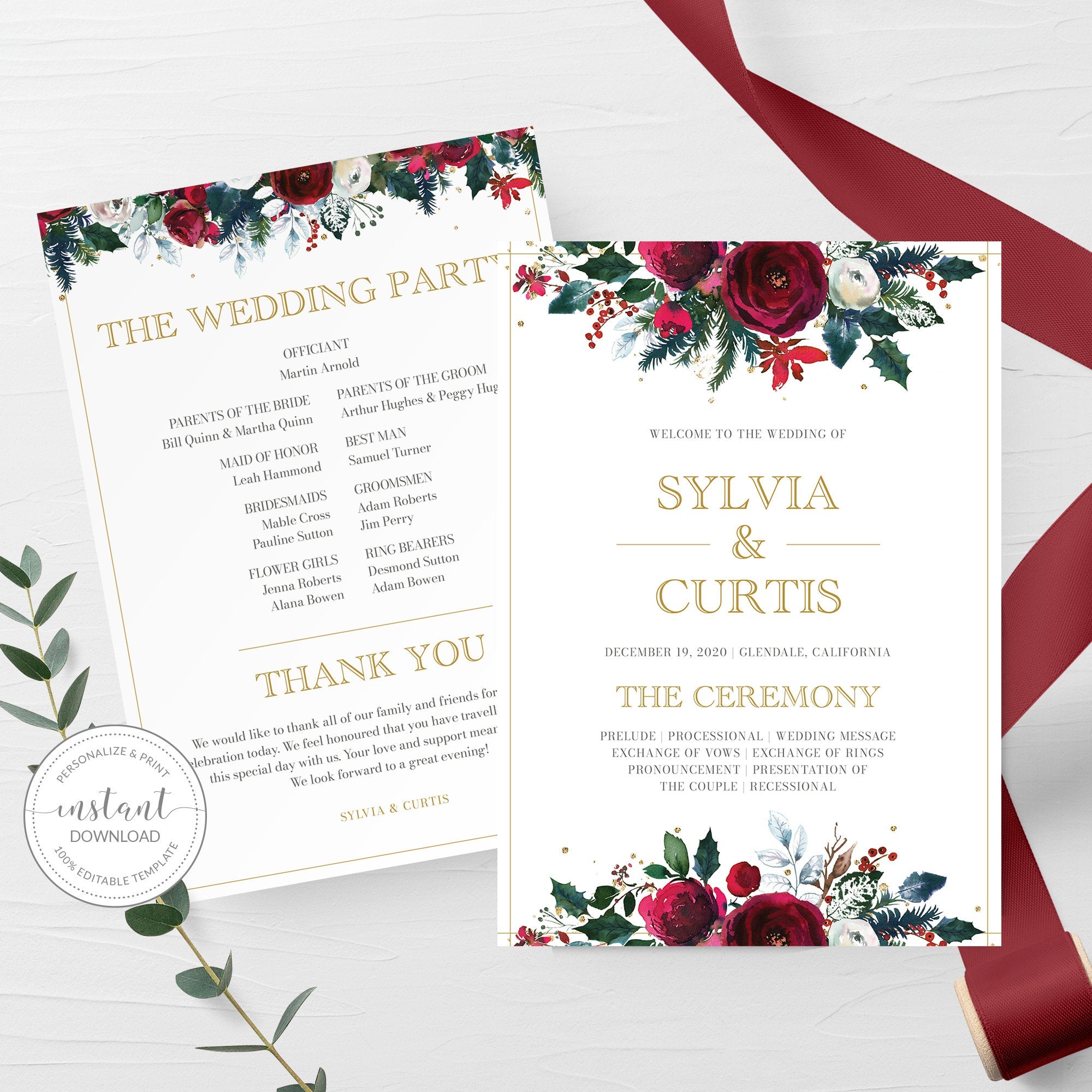 Wedding Programme Template Free Download