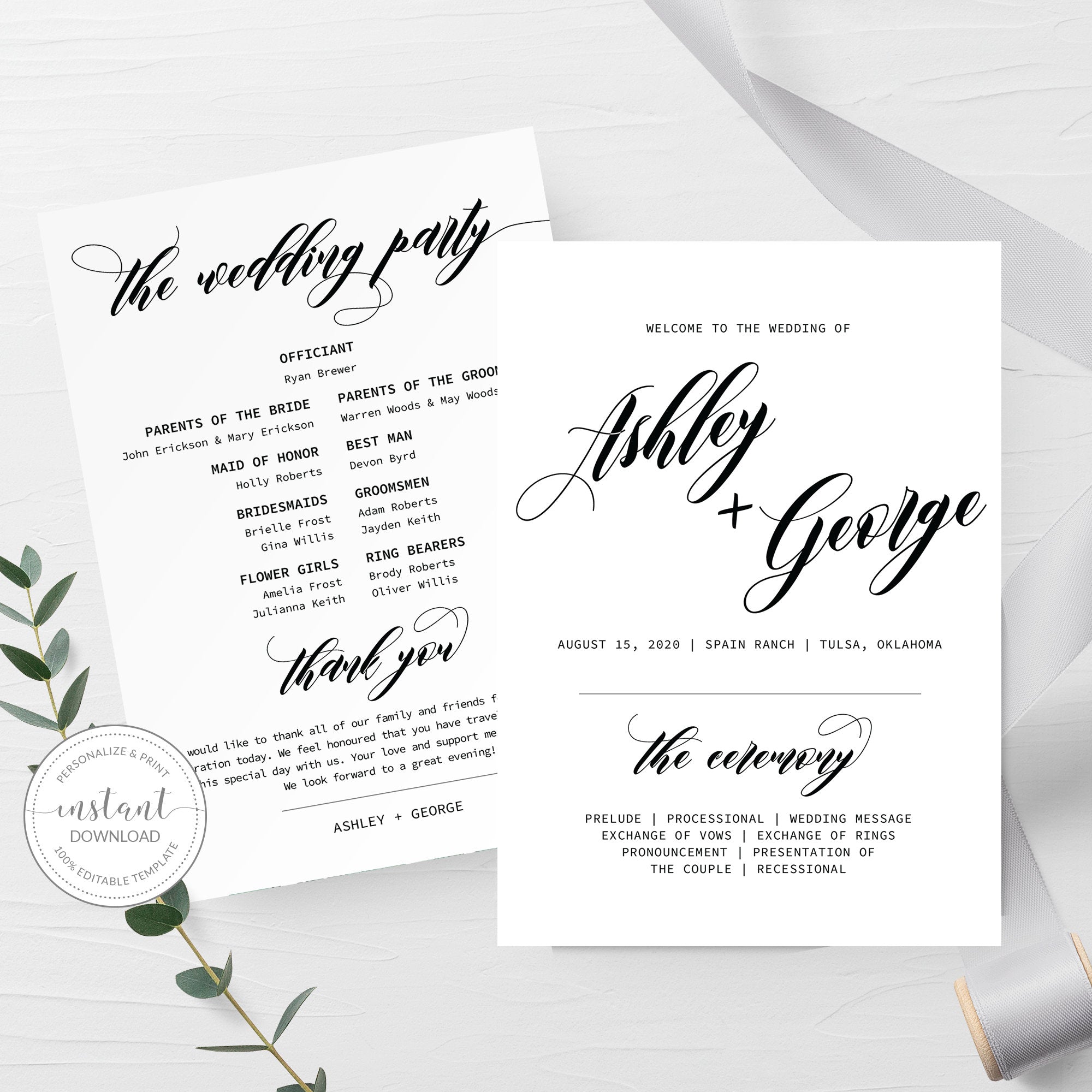free downloadable templates for wedding programs