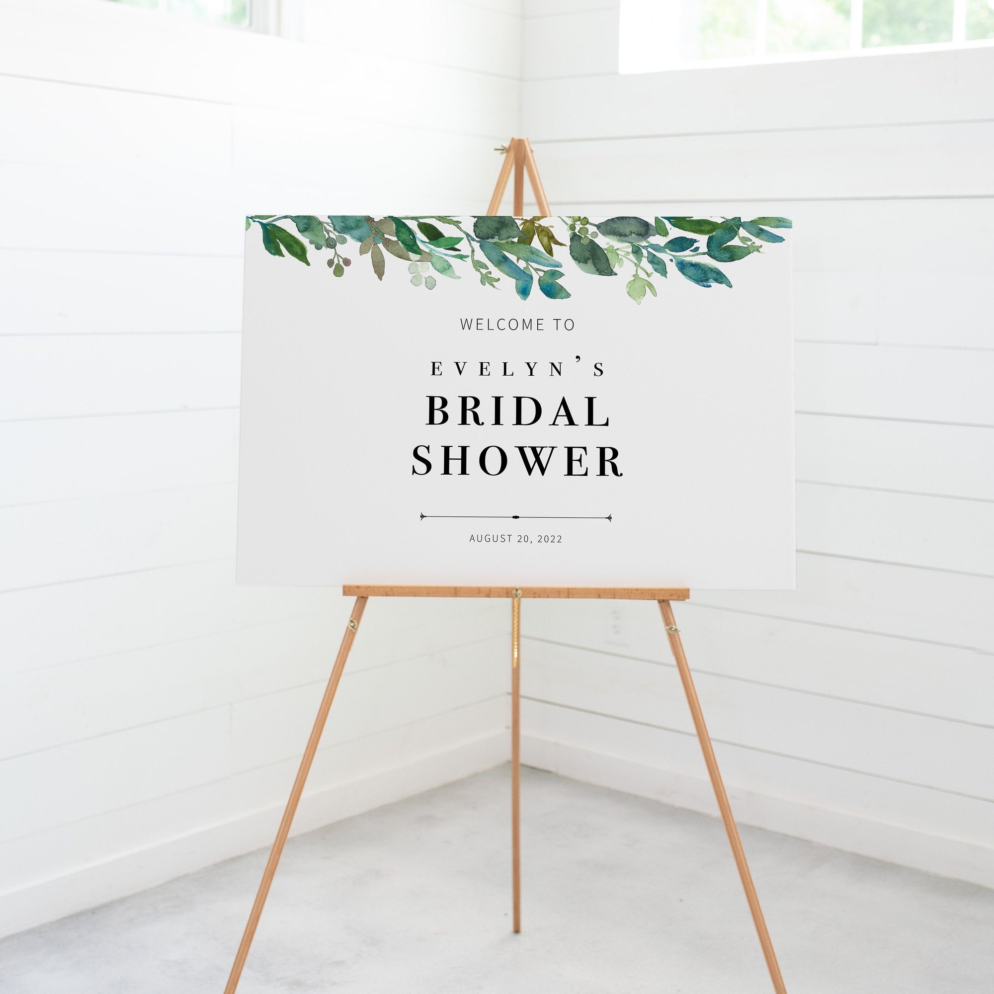 Greenery Bridal Shower Welcome Sign Template, Printable Large Welcome -  Plumpolkadot