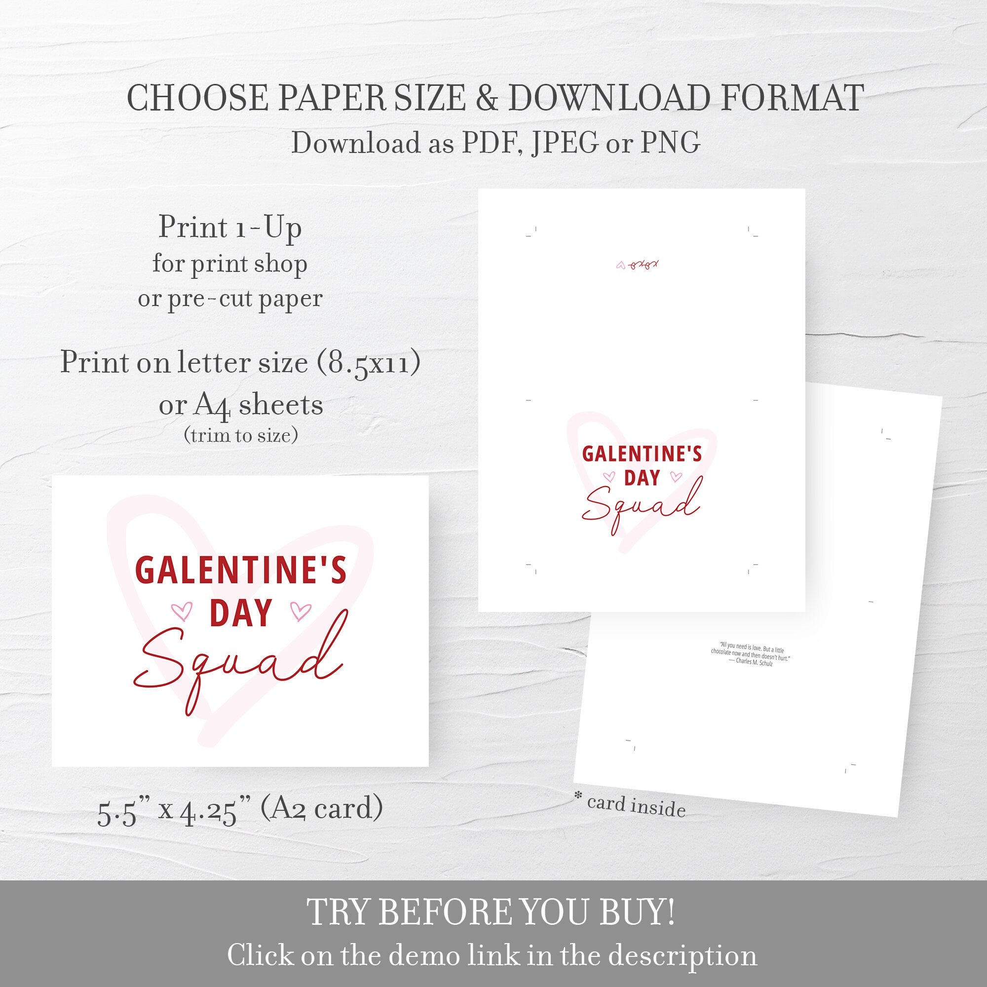 Galentines Day Squad Card Template, Printable Happy Galentines Day For A2 Card Template