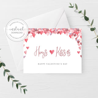 Valentines Hearts Cheers To Love Card Template, Printable Happy