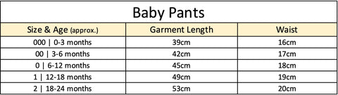 Pants & Leggings Size Guide