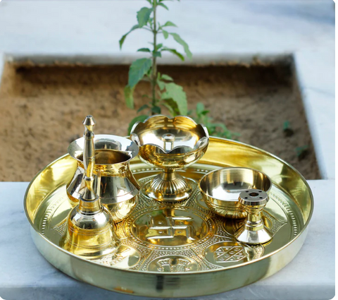 IMPORTANT BRASS SPIRITUAL ITEMS FOR POOJA – INDIAN ART VILLA