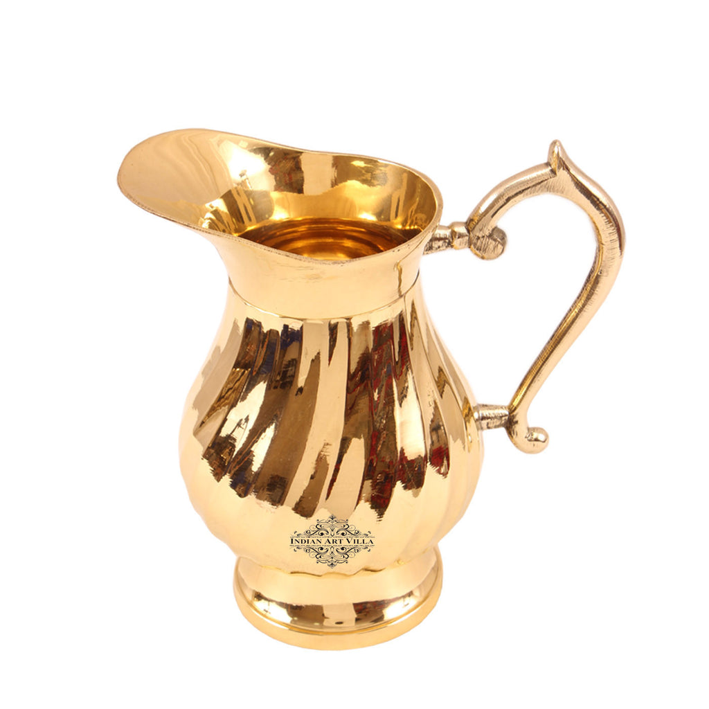 Indian Art Villa Brass Tea Kettle Pot Inside Tin Lining for Serving Tea  Coffee, Tableware, 350 ML, Gold