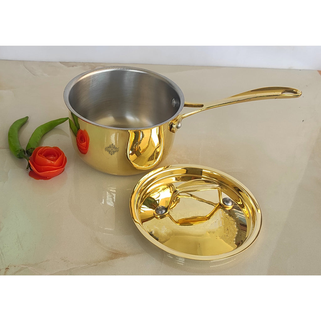 Golden Handmade Pure Brass Saucepan - Brass Cookware