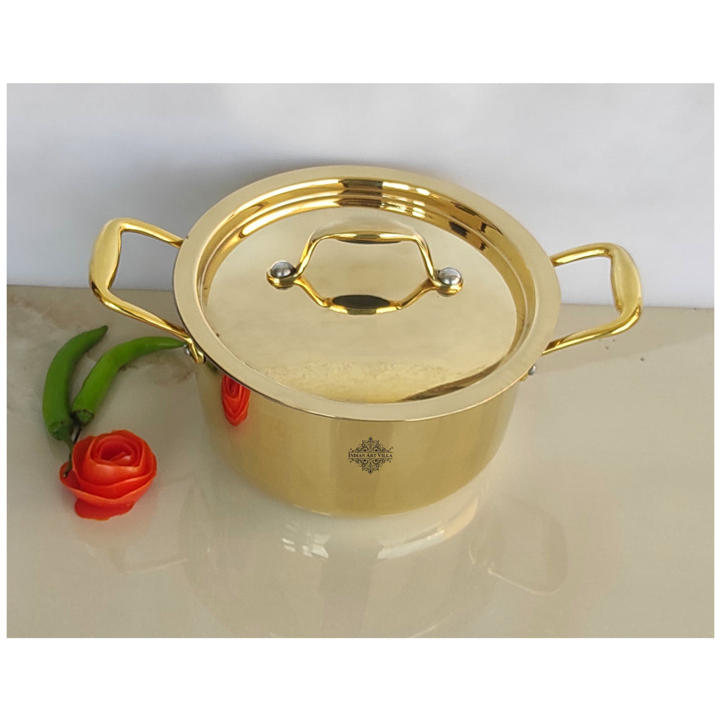 Buy Indian Art Villa Pure Brass Sauce Pan with Brass Lid and Handle with  Tin Lining Inside, Serveware, Cookware Online - Indian Art Villa