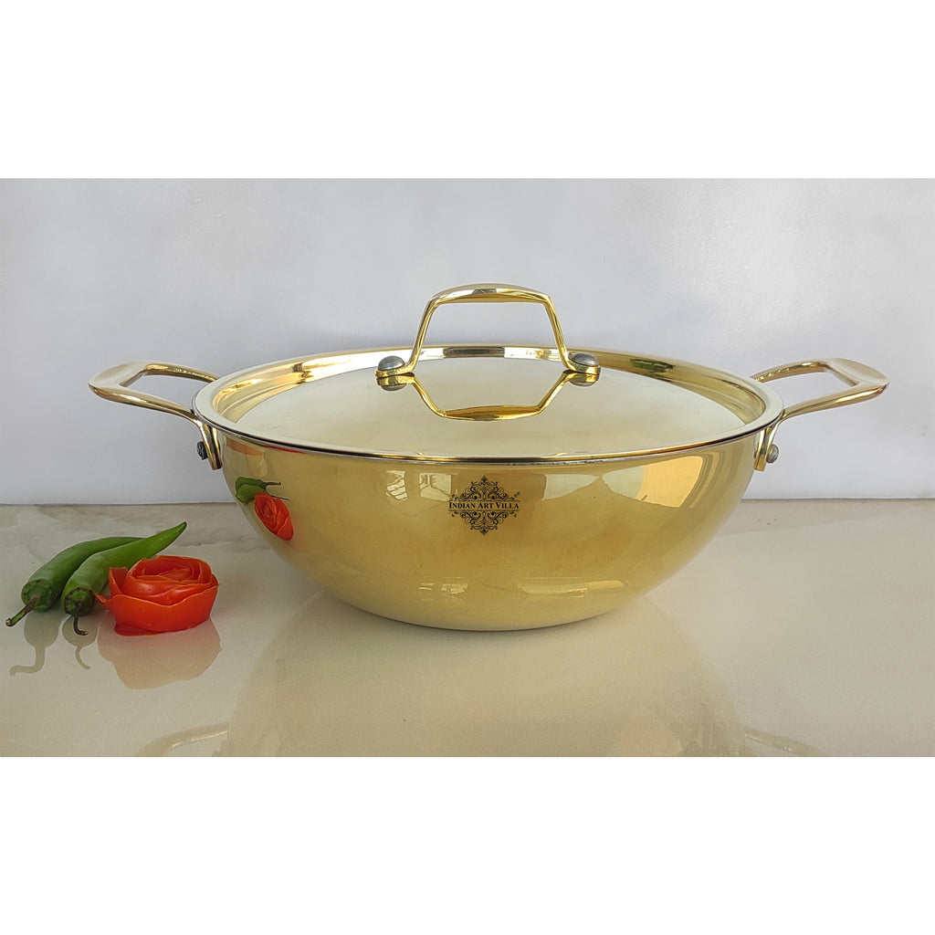 Buy Indian Art Villa Stainless Steel With Brass Finish Kadhai