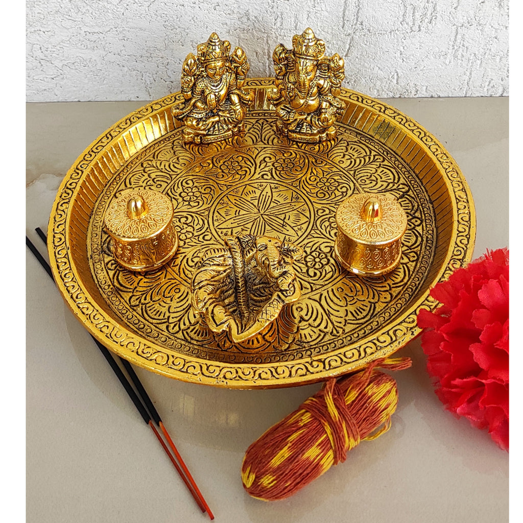 Gold Traditional 12 In One Agni Brass Pooja Thali Set, For Home/Temple at  Rs 9000/set in Kumbakonam