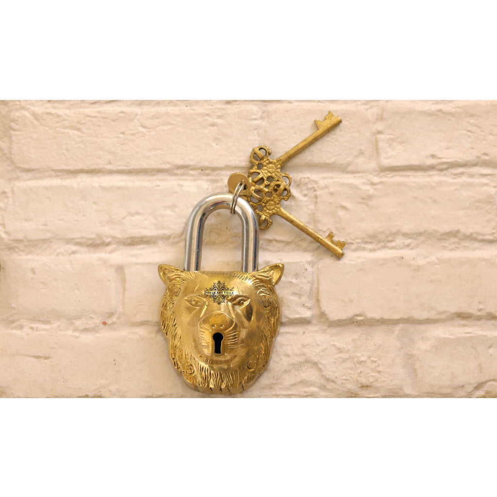 INDIAN ART VILLA Brass Vastu Fengshui Design Lock with 2 Keys