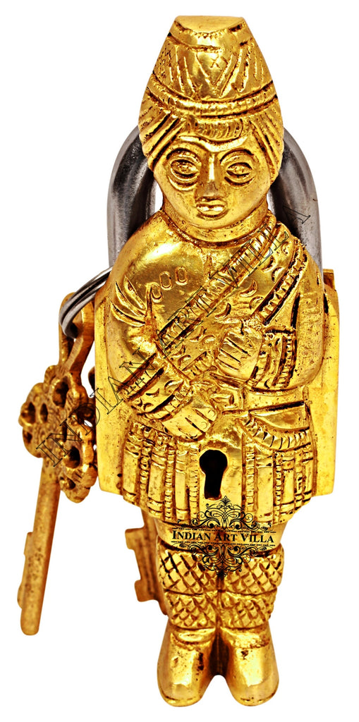 INDIAN ART VILLA Brass Vastu Fengshui Design Lock with 2 Keys