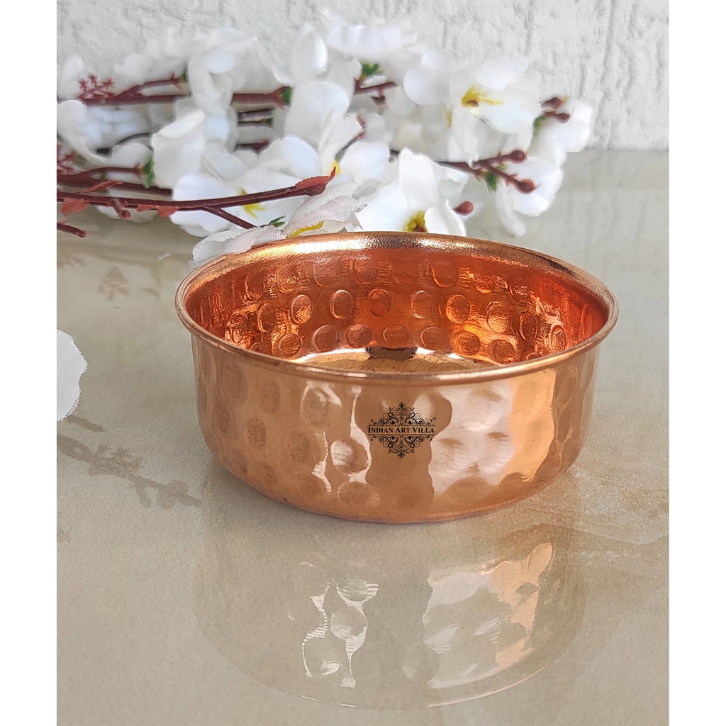 Buy Indian Art Villa Copper Thali plate Hammer Design, Serve-ware