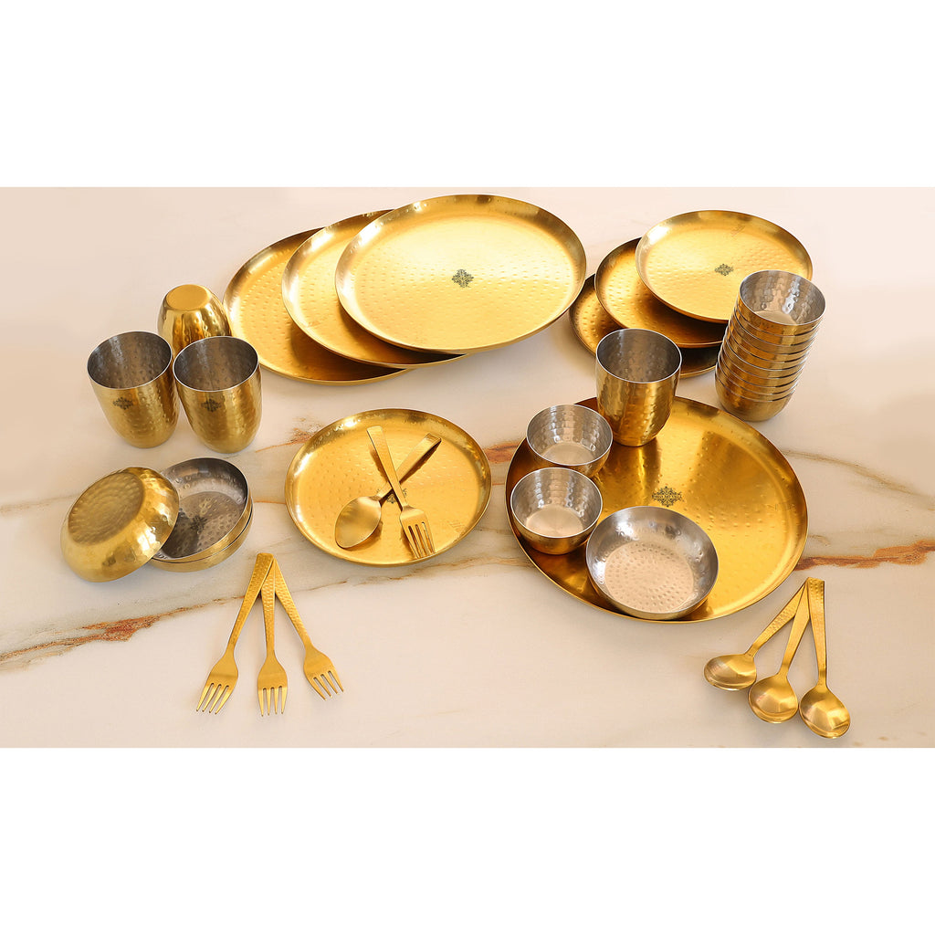 Pure Brass Royal Luxury Dinner Set 51 piece set , Brass Dinnerware