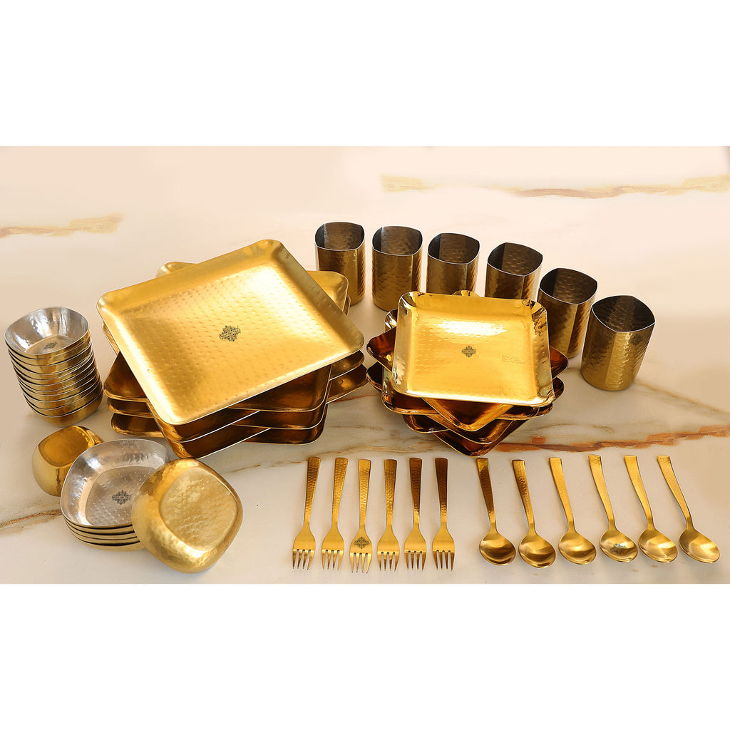 Pure Brass Royal Luxury Dinner Set 51 piece set , Brass Dinnerware