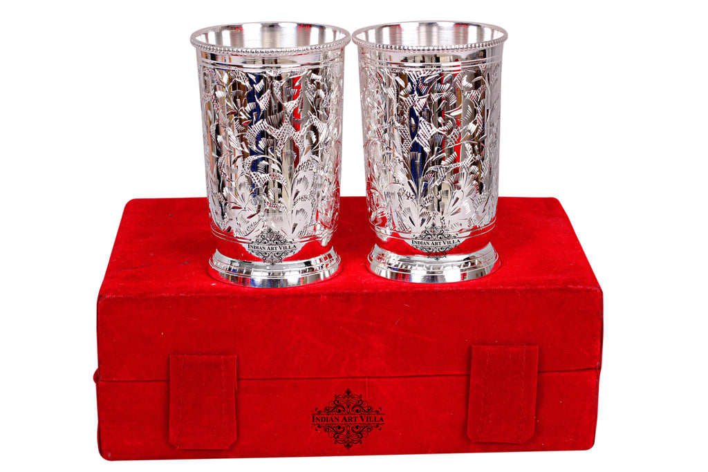 Buy Indian Art Villa Silver Plated Engraved Goblet / Flute Glass