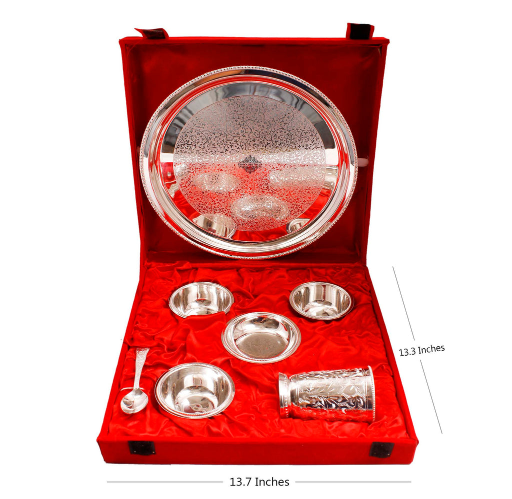 Intricately Designed Silver Plated Pooja Thali Set – ServDharm