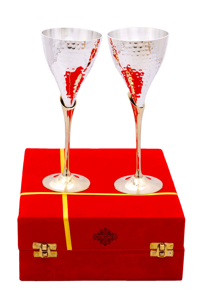 Buy Indian Art Villa Pure Set of 2 Silver Plated & Brass Champagne