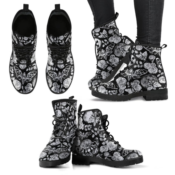 Enchanted Night Black and White - Vegan Boots. - Spirit Nest