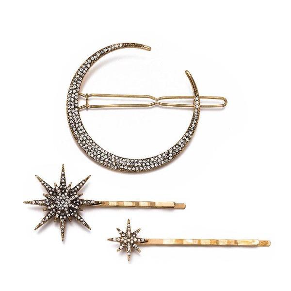 Moon and Stars Rhinestone Hair Clip - Spirit Nest