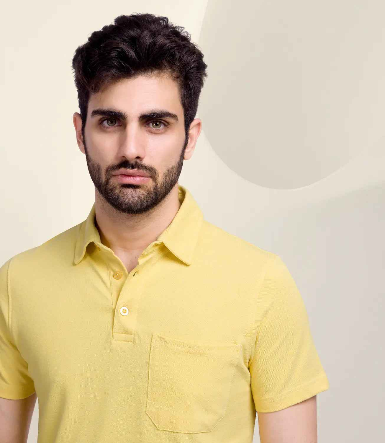 Premium Cotton Pique Polo T-Shirt  - Light Yellow