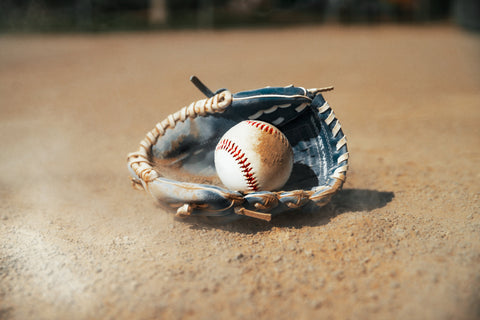 baseball glove with baseball